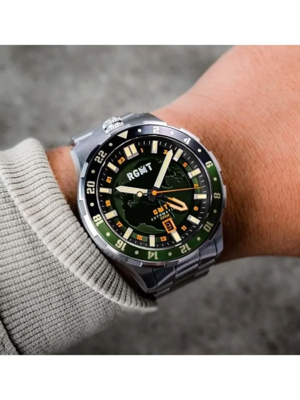 NWT Rgmt Globemaster Automatic Green Dial Men's Watch